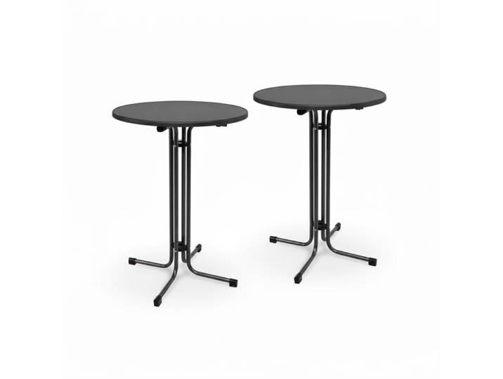 Table haute d'extérieur Bellini pliable set de 2 Ø70cm noir