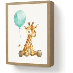 NACHTTISCHLAMPE MIT AKKU Giraffe - Baby - Tiere - Blauer Ballon 30x40 cm