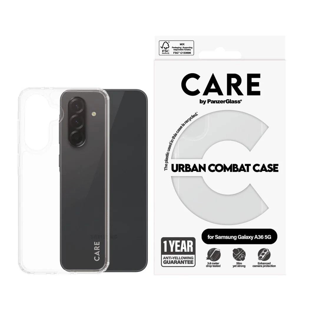 CARE by PanzerGlass® Flagship Case Clear Urban Combat mit Clear Frame Galaxy A36 5G CRRFUBCG38083