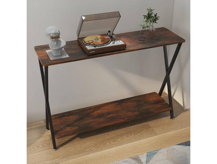 Console Haute -80X30X81cm- Meuble d'entree Table Console Meuble-vintage-pour Couloir Entrée Salon Marron