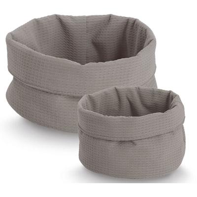 Aufbewahrungskorb ZELLER PRESENT "Waffelpiqué 2-tlg.", grau (taupe), B:20cm H:12cm T:20cm Ø:20cm, Polyester, Aufbewahrungsboxen, hochwertiges Waffelpiqué, Rand krempelbar