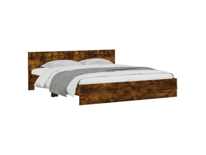 KTHLBRH Bettgestell mit Kopfteil Eiche Rauchgrau 180 x 200 cm Mehrschichtholz, Sperrholzlatten, Lattenrost, Rückenunterstützung, Schlafzimmer