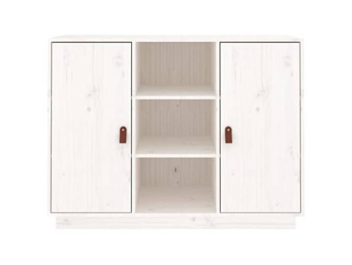 KTHLBRH Anrichte Weiß 100 x 40 x 75 cm Massivholz Kiefer Mit Türen, viel Stauraum, robuste Ablagefläche, für Wohnzimmer