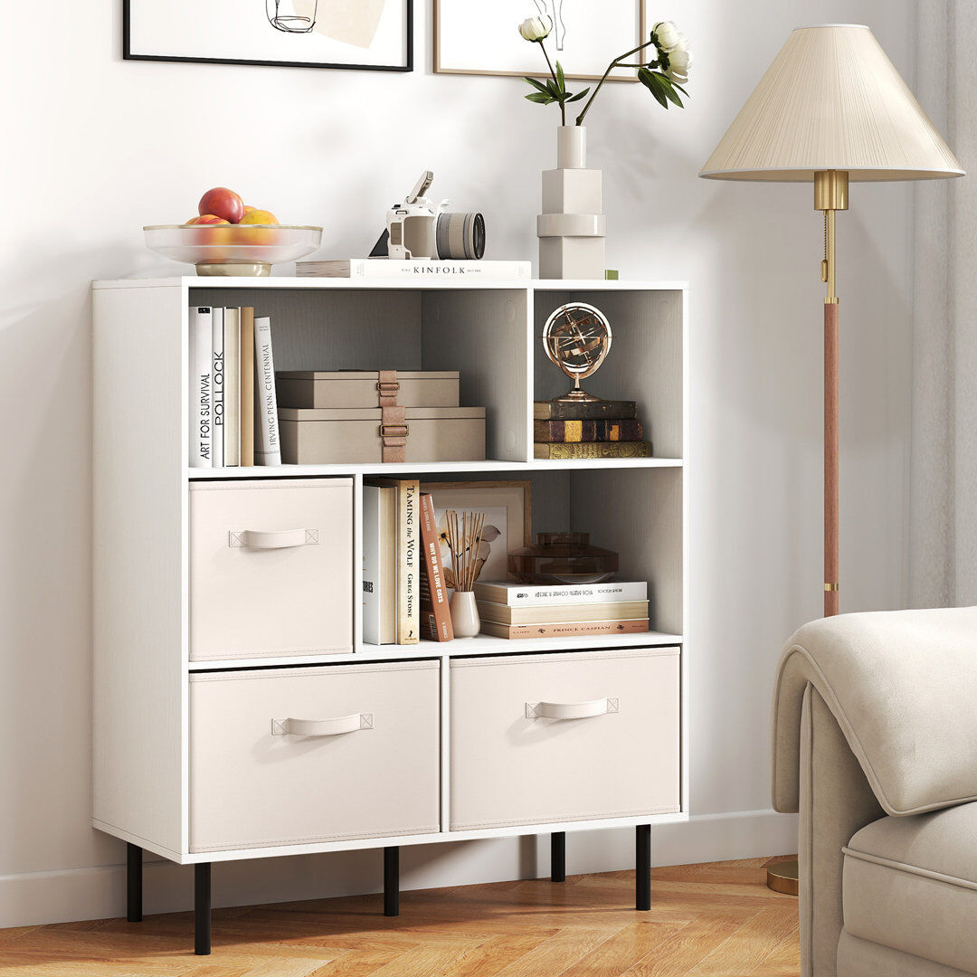 George Oliver 105cm H x 90cm W Cube Bookcase White 105cm H X 90cm W X 40cm D