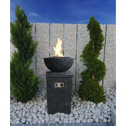 Gardenforma Gasfeuerstelle Kupe, Beton-Optik dunkelgrau, aus Faserbeton Betongrau