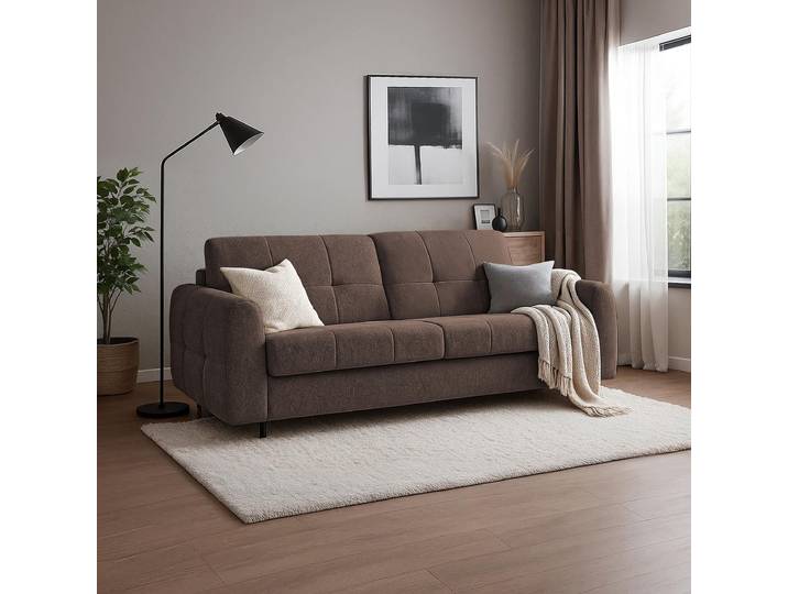 Schlafsofa PIREUS – Sofa mit Bettfunktion, Matratze & Klappmechanismus 210x90 cm, Braun