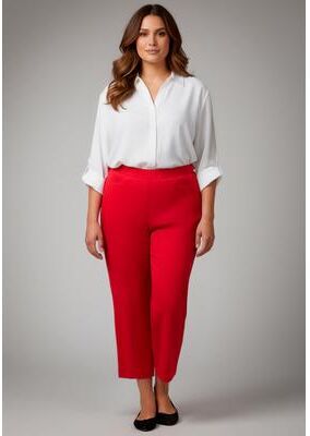 Plus Size Women's Super Stretch Straight Ankle Pull-On Pant by Avenue in Vibrant Red (Size 20)