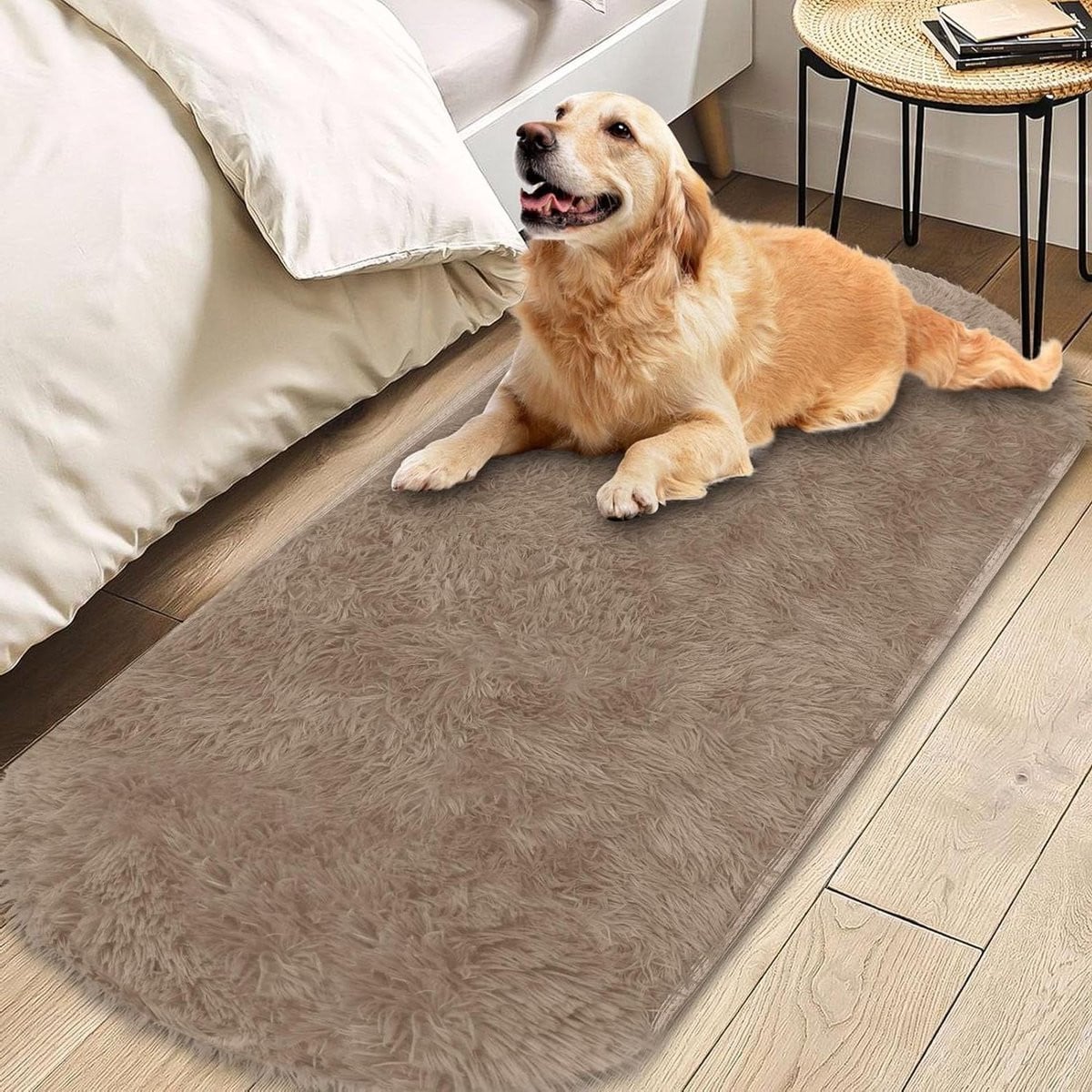 Modern Ovaal Vloerkleed van Polyester - Lichtbruin