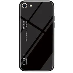 Schutzhülle für iPhone 8 Gardient Glashülle Cover Case Hülle Tasche Bumper Schwarz