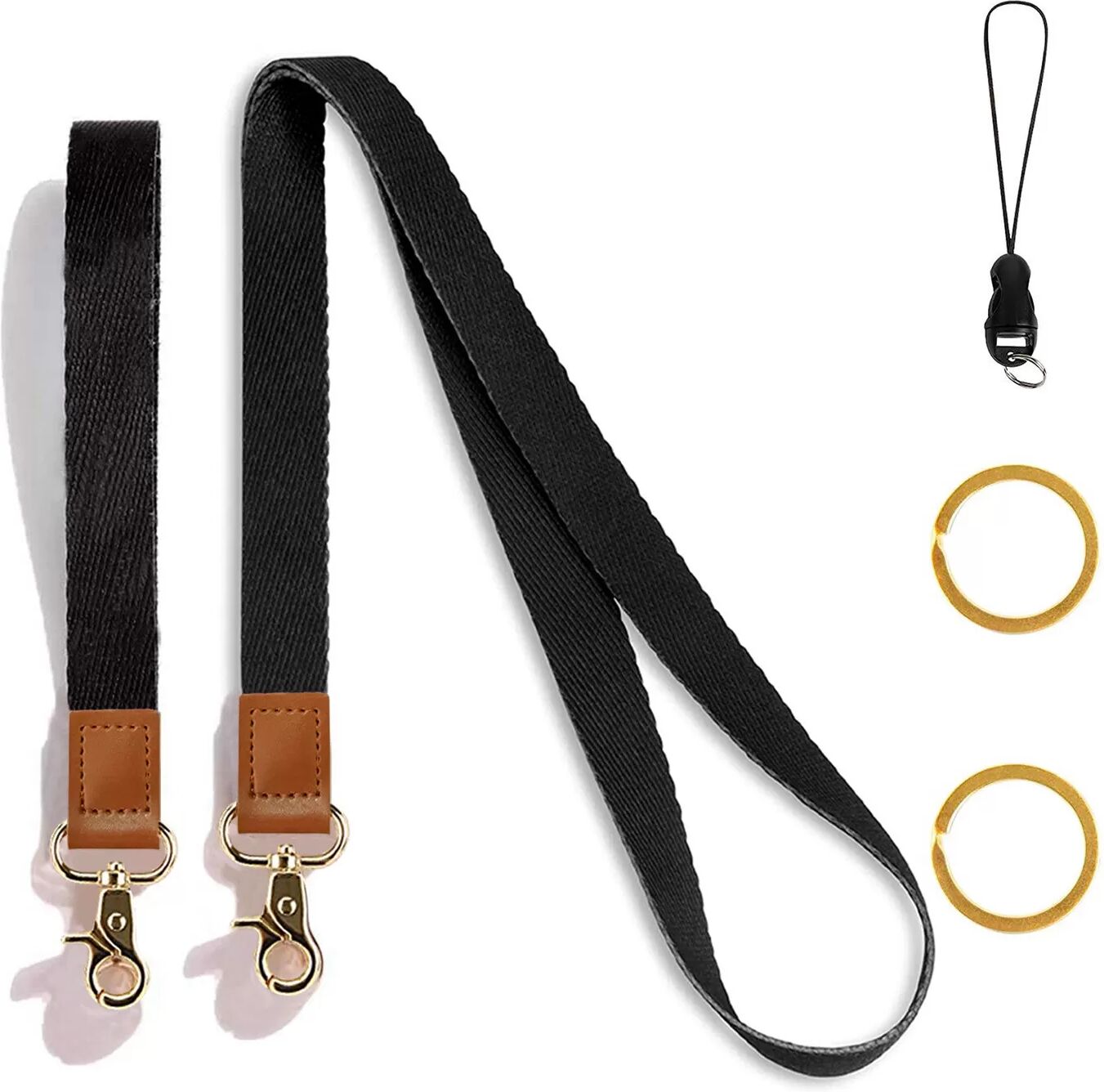 INF Lanyard mit PU-Leder und Polyester-Mischung Schwarz