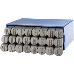Dönges, Stanzwerkzeug, Handschlagstempelsatz griechisch rund, 24-teilig, A-O, Schrifthöhe 10 mm