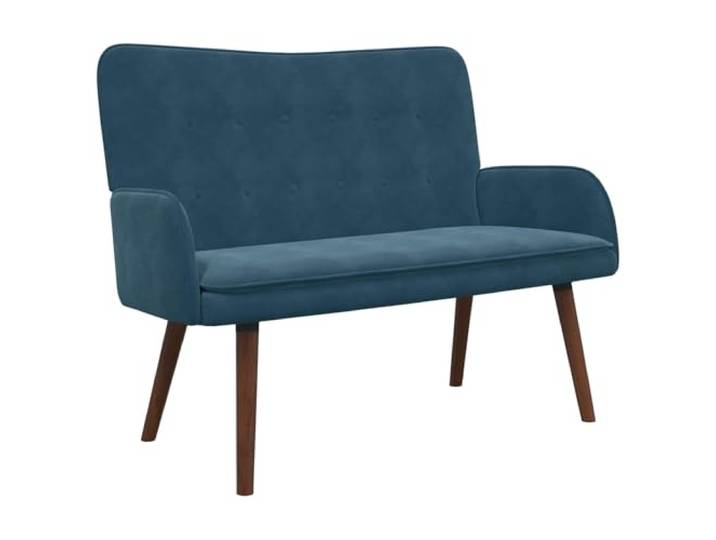 KKgypkn 2-Sitzer Sofa Blau 115 x 61 x 87 cm Samt Robustes Metall-Holz-Gestell, breite Armlehnen, pflegeleicht mit trockenem Tuch, für Wohnzimmer