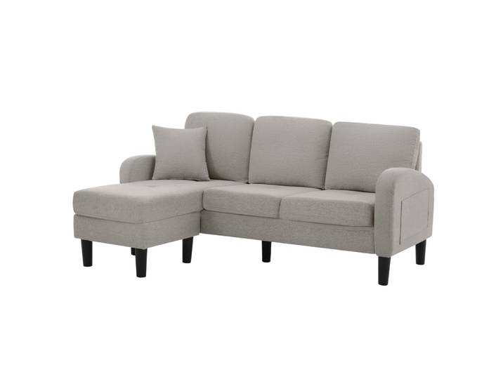 Canapé d'angle modulable en velours polyester gris