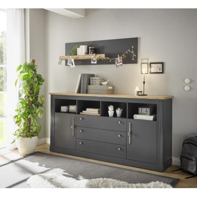 Büromöbel-Set OTTO HOME "Westminster", grau (grau dunkel), B:193cm H:170cm T:42cm, Arbeitsmöbel-Sets, Büromöbel-Set, im romantischen Landhausstil, exclusiv by Otto