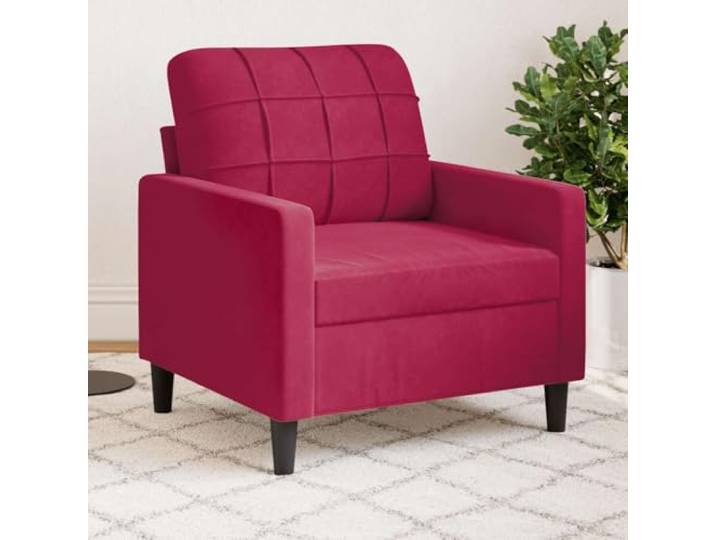 HEFZGDB Weinroter Samt Sessel 60 cm Breite mit Metallgestell und Polsterung für Wohnzimmer Komfort Sofa Entspannung Lesesessel