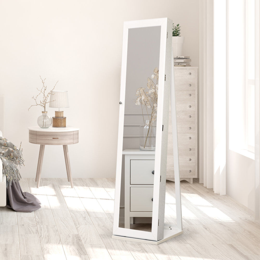 Zipcode Design Darcus Jewellery Cabinet with Mirror Jewelry Armoire White 158cm H X 38cm W X 38cm D
