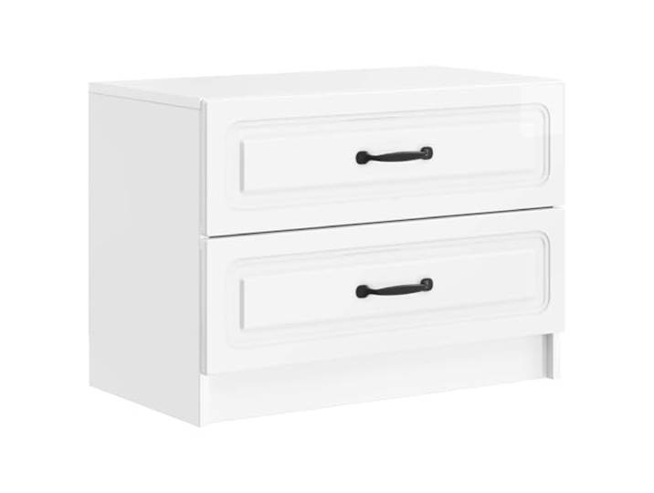 LMTYOENFG Nachttisch Hochglanz Weiß 62x34,5x44,5cm mit 2 Schubladen Eleganter Beistellschrank fürs Schlafzimmer mit zwei geräumigen Schubfächern für Bücher und persönliche Utensilien.