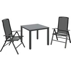 Sitzgruppe Sitzgarnitur Lounge-Set Vigo Harris 3-tlg. Aluminium Grau-Schwarz