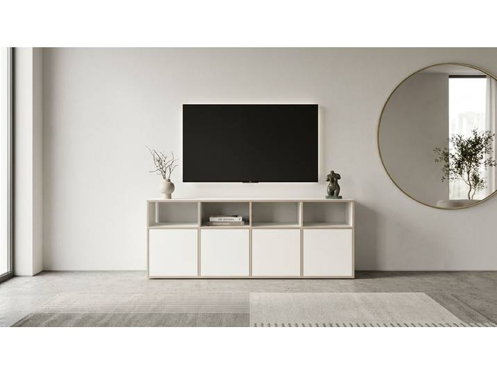 Meuble bas de rangement rendu contreplaqué Mélaminé premium Blanc Bord contre­plaqué