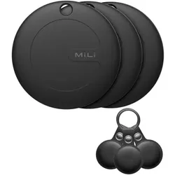 Mili 3x lokalizator MiTag DUO czarny + etui na Android i iOS (Apple Find My, Google Find Hub), Tracker, Schwarz