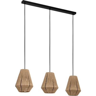 EGLO Hängeleuchte "ALDERNEY Pendellampe, Stahl und Textil, E27, Esszimmerlampe, Lampe", schwarz, H: 110cm, 1 Stk., Leuchten, Hängeleuchte, L90 x B20 x H110, schwarz, 3X40W exkl., Hängeleuchte