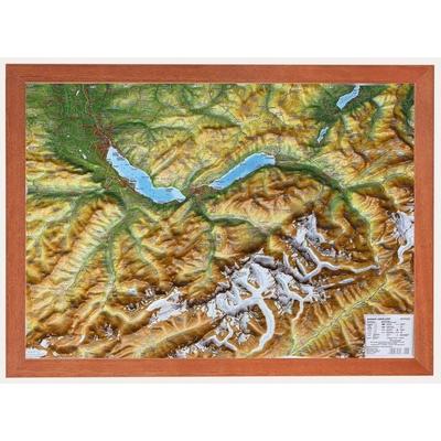 Relief Berner Oberland klein 1:200.000 Holzrahmen, Karte von Andre Markgraf,Mario Engelhardt, Georelief Vertriebs GbR