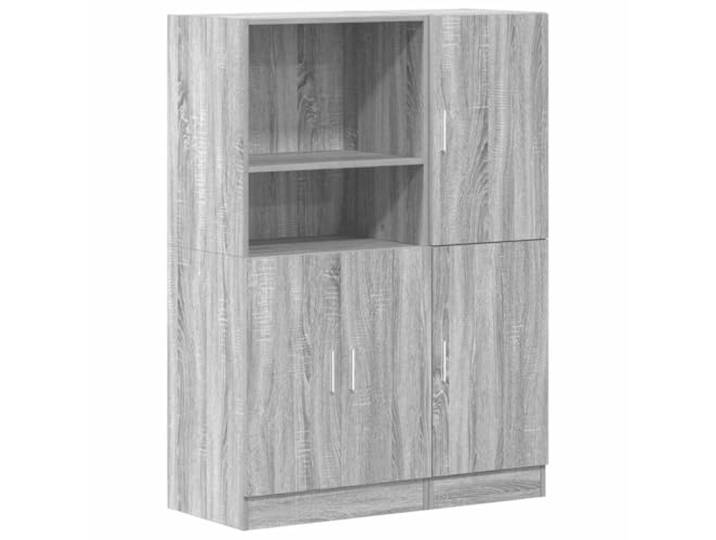 LASWWQMRF 2-TLG. Küchenschrank-Set Grau Sonoma Holzwerkstoff Funktionales Standmöbel-Set für Restaurant, Büro oder Vorratsraum: Bietet variablen Türanschlag und übersichtliche Fächer.