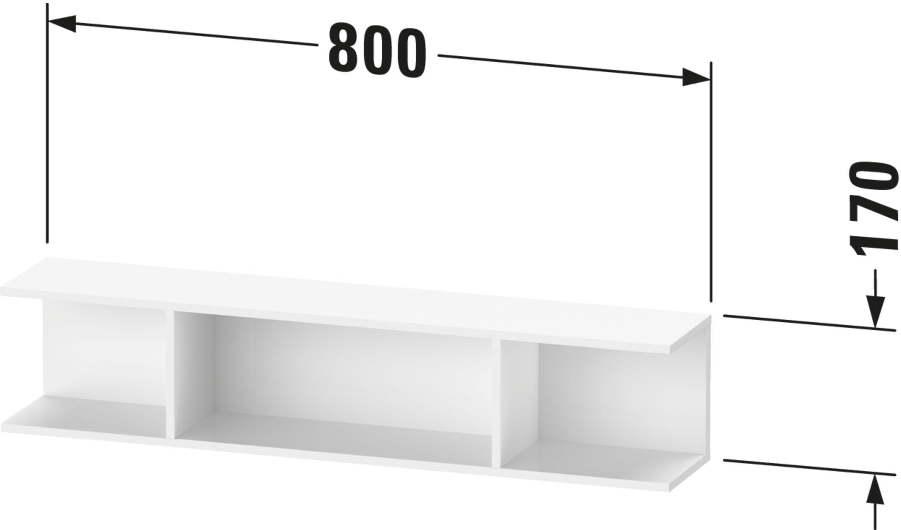 Duravit Regal Ketho.2 80x15x17cm, hor, 3 Fächer, eiche schwarz (K21208016160000)