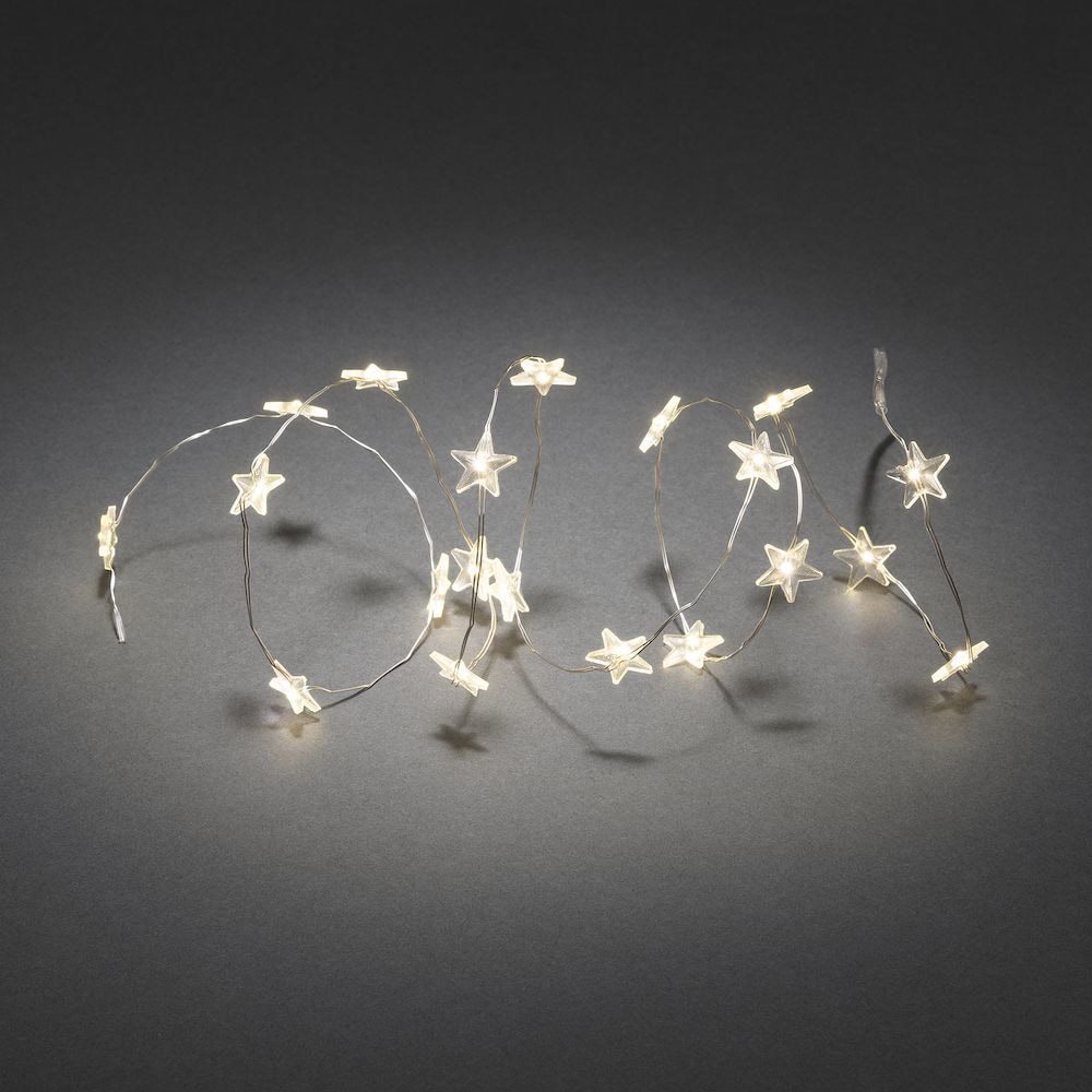 Konstsmide 3199-103 LED Deko Lichterkette Sterne 20er LED 1330 mm Warmweiß Batterie (Transparent)