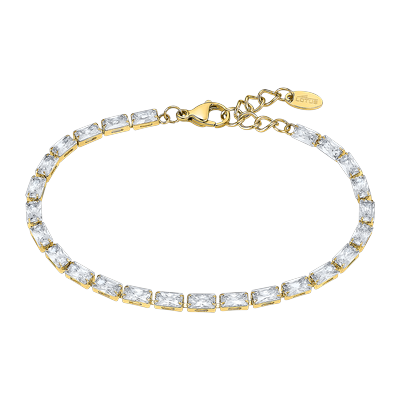 Armband LOTUS "Ionic", gold (gelbgoldfarben, kristallweiß, kristallweiß), Armbänder, Damen, 17,2cm, Edelstahl, Armband, mit Glasstein