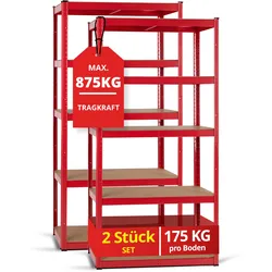 Stagecaptain Heavyrack Lagerregal Holzböden Rot, max. 875 kg 2x Set
