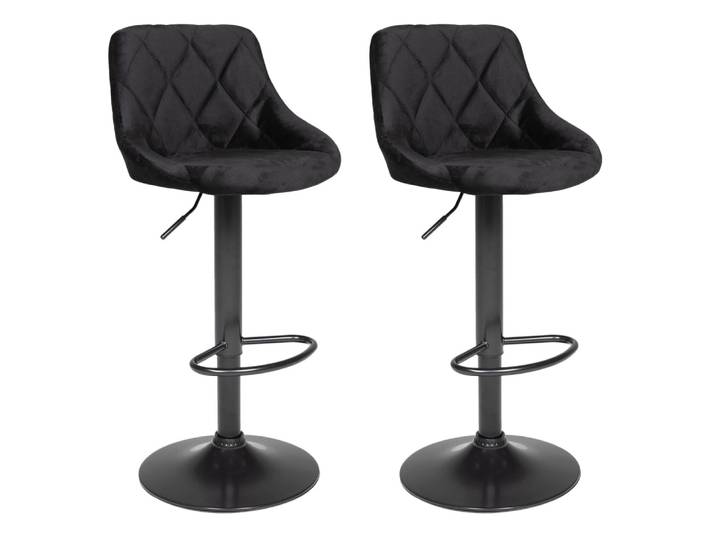 Lot de 2 tabourets de bar en velours noir