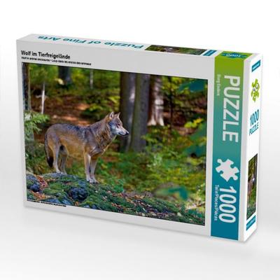 CALVENDO Puzzle Wolf im Tierfreigelände | 1000 Teile Lege-Größe 64x48cm Foto-Puzzle für glückliche Stunden