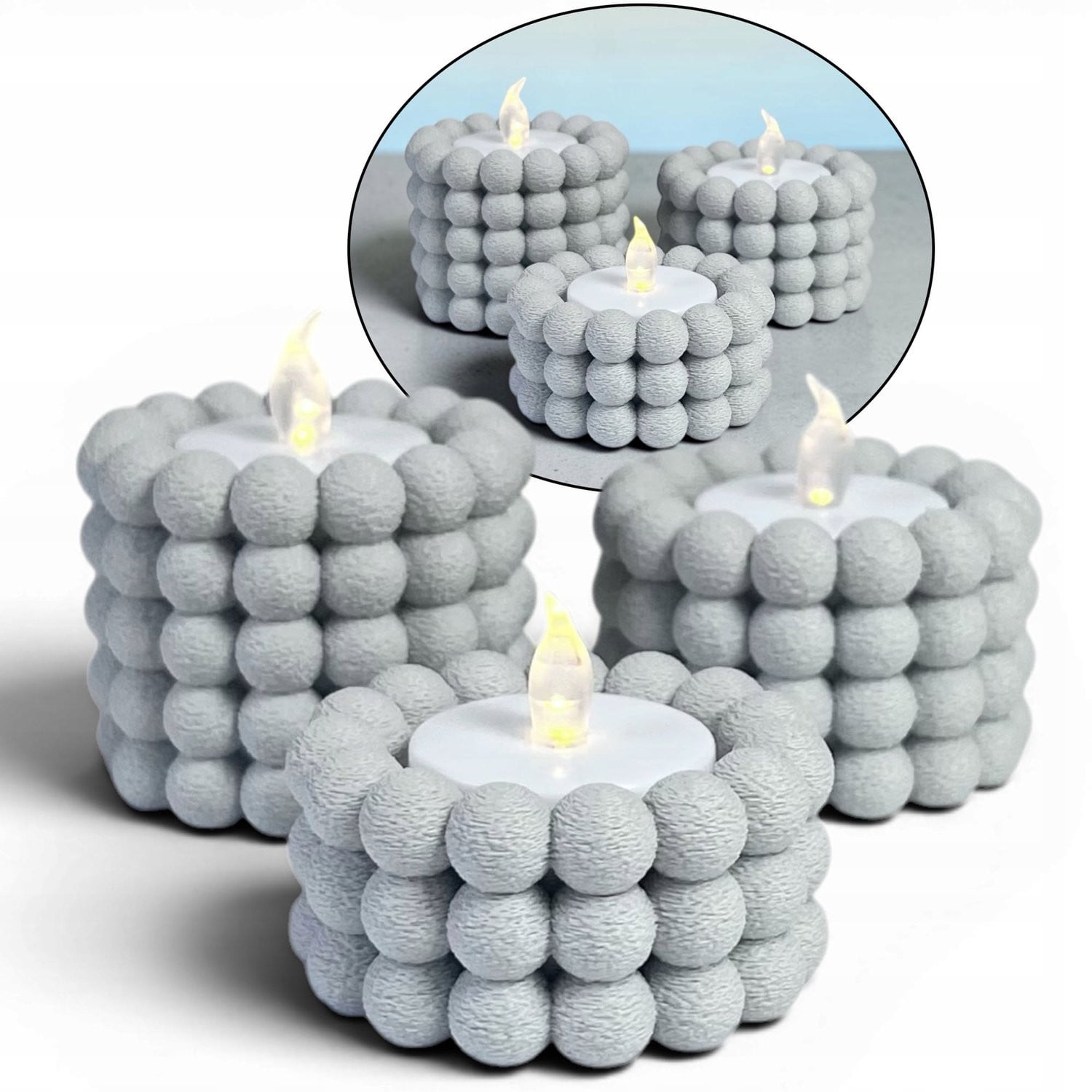 Set van 3 LED Theelicht Kaarshouders - Moderne 3D Decoratie