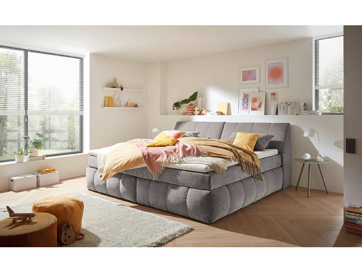 Familienbett Boxspringbett Kesele 240 x 200cm Chenille Triss Grau
