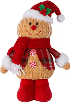 Inspire Picks Festive Gingerbread Plush Doll Cute Gingerbread Man Plush Christmas Pillow Toy red Hat