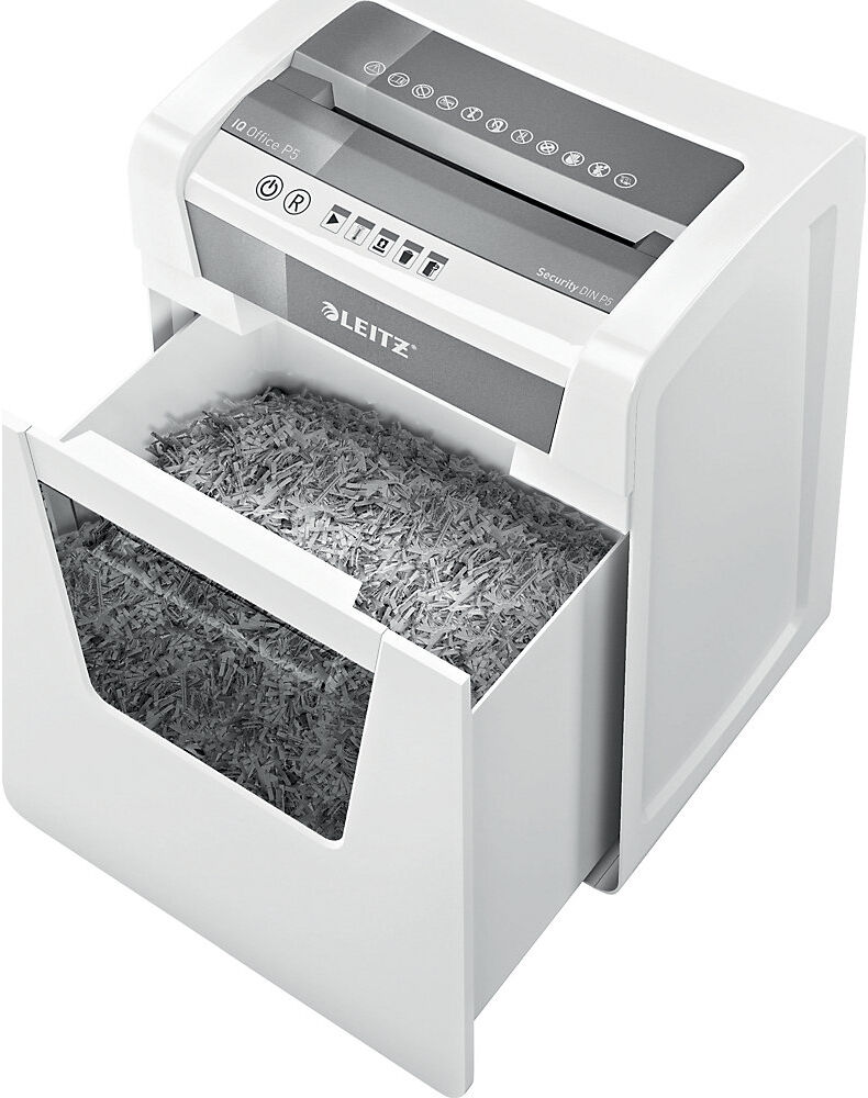Aktenvernichter IQ OFFICE, Mikroschnitt, 10 Blatt, Auffangvolumen 23 l Leitz