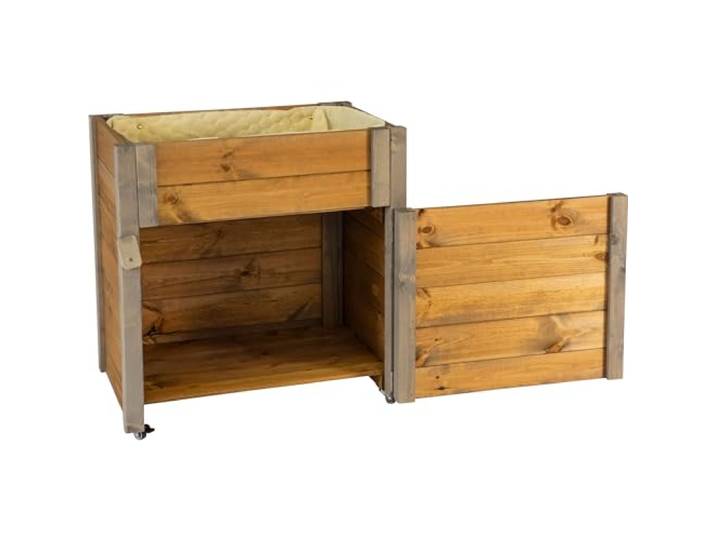 dobar® Select. Rollbares Hochbeet mit Staufach inkl. Schafswolle Gr. M - Erhöhtes Beet auf Rollen - 60 x 40 x 62 cm - Grau-Braun