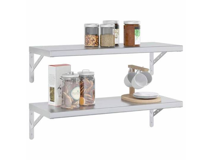 MEUBLE DE SEJOUR Argent - MODE étagères murales - 2 pcs - 75x30 cm argenté acier inoxydable Nettoyer facile_09_1093