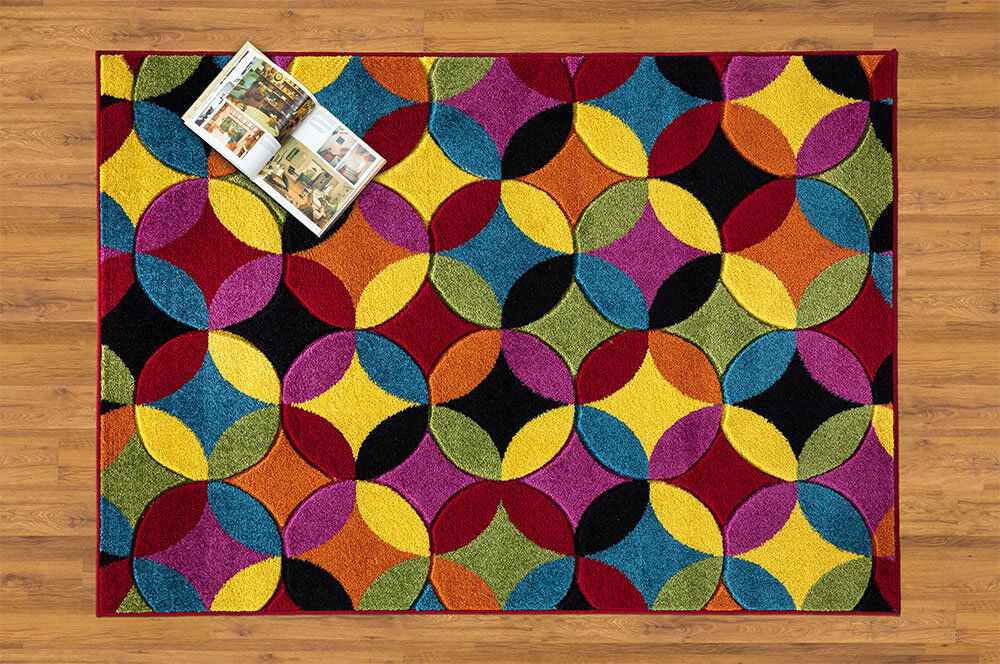 Milano Rugs Multi Colour Rectangle Hand Hooked Area Rug Pink/Blue/Green Rectangle 120 x 170cm