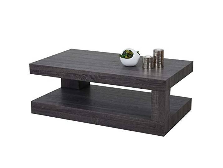 Mendler Couchtisch HWC-A32, 40x110x60cm - schwarze Eicheoptik Wohnzimmertisch, 3D-Struktur, MVG-Zertifiziert