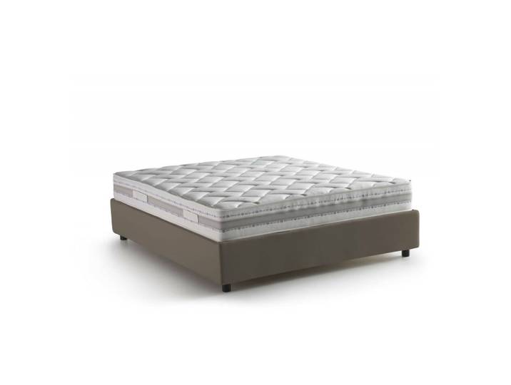 Lit double en similicuir gris tourterelle 160x200 cm