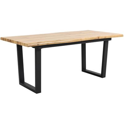 Esstisch DUO COLLECTION "Ausziehtisch", braun (wildeiche nachbildung, naturbraun, schwarz, wildeiche nachbildung, naturbraun), B:180cm H:77cm T:90cm, Tische, Esstisch, 1,80m - 2,20m, Baumkantenoptik, massives Kufengestell