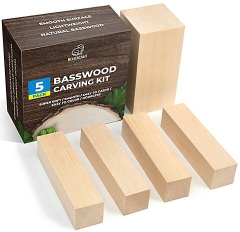 Holz-Rohlinge zum Schnitzen, 5 Stück