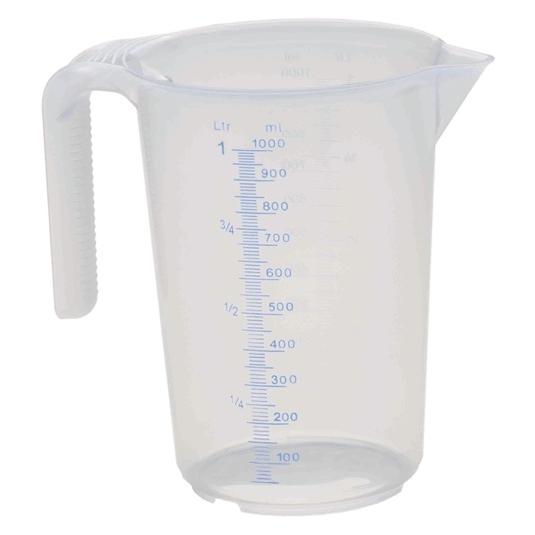 IWH Messbecher, transparent, Inhalt: 1 l aus hochwertigen Polyethylen, öl- und kraftstoffbeständig (1000 ml) (003301)