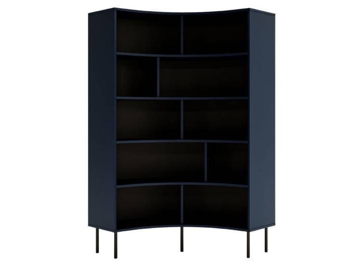 Skandica Bücherregal Horn, Marinblau, Bogenform, 10 Fächern, Dunkelblau, Metall, 100x181x32 cm, Wohnzimmer, Regale, Bücherregale
