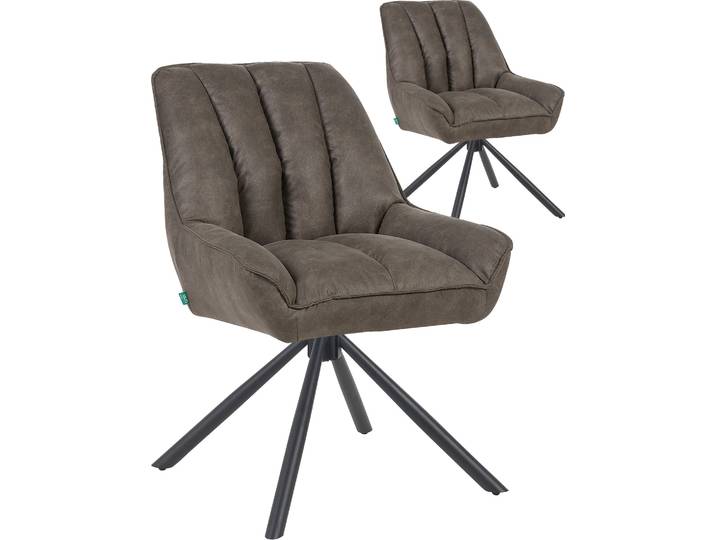 Esszimmerstuhl Mika-Mira 2er-Set 360° drehbar Metall pulverbeschichtet Matt Schwarz