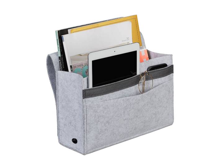 Betttasche mit Klettverschluss Grau