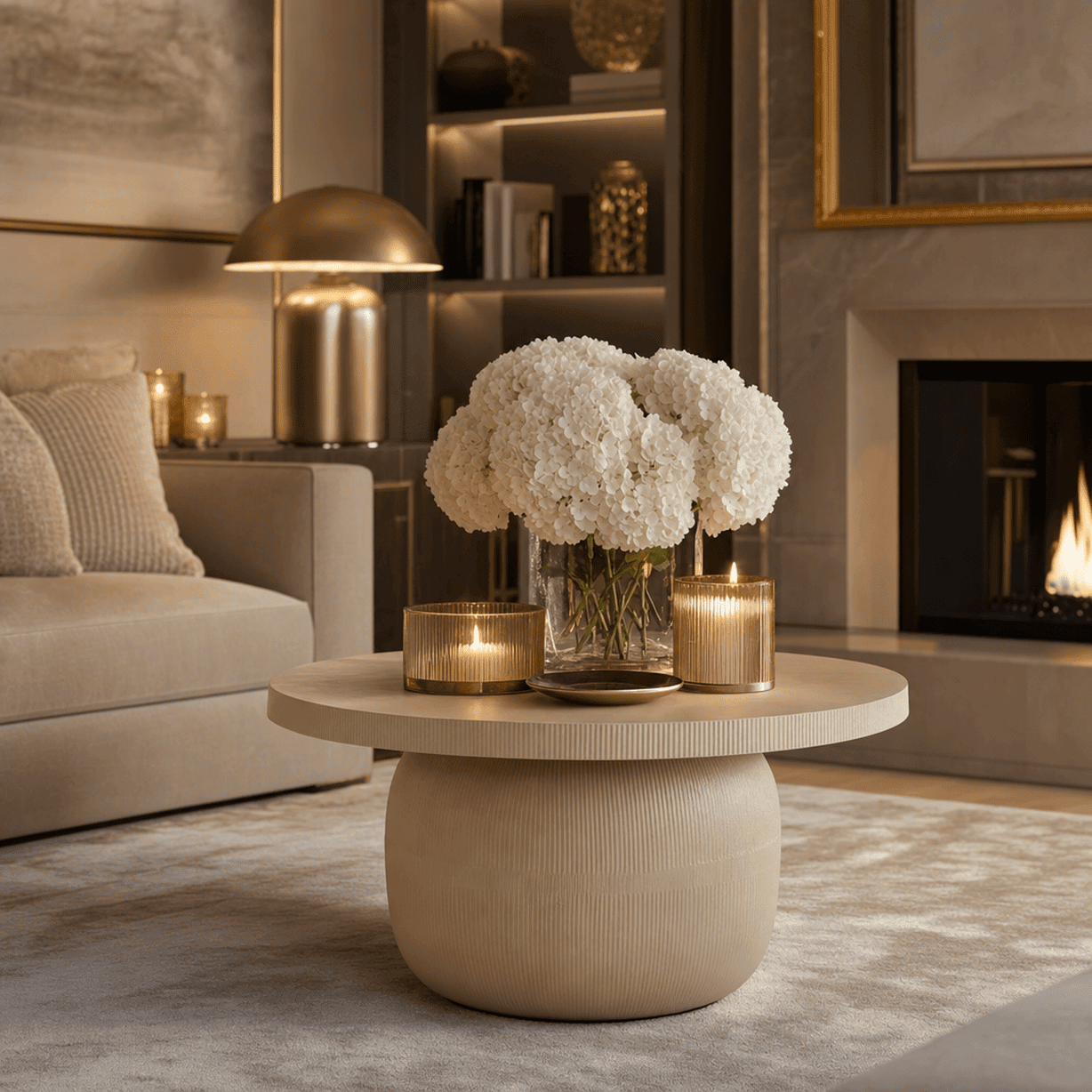 Almundi Matte Beige Round Coffee Table