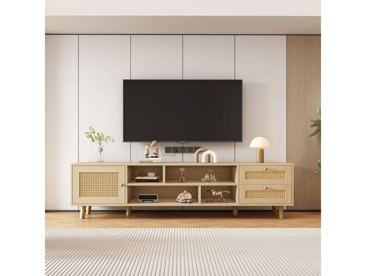 Meuble de rangement 2 tiroirs 1 porte Armoire TV Armoire sous-marine L'armoire TV peut accueillir une télévision de 70 pouces